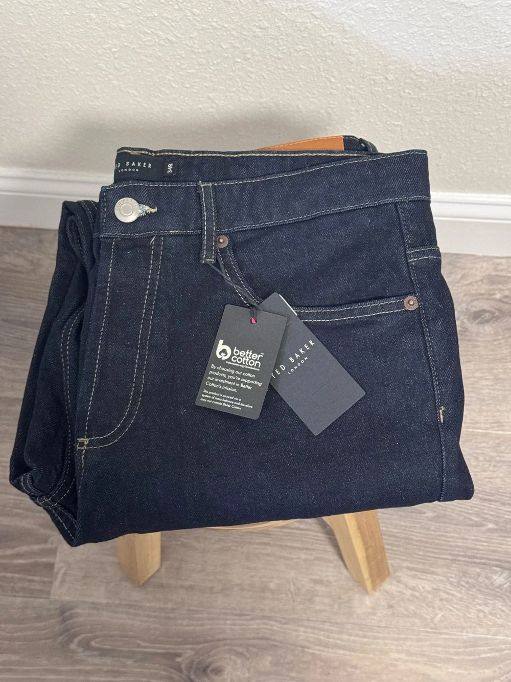 Ted Baker Dyllon Tapered Fit Stretch Jeans Dark Blue Mens Size 34R New With Tags
